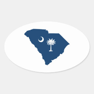 South Carolina in Blue and White Oval Sticker