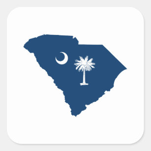 South Carolina in Blue and White Square Sticker
