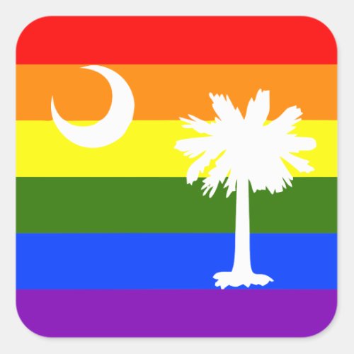 SOUTH CAROLINA LGBT RAINBOW PRIDE FLAG SQUARE STICKER