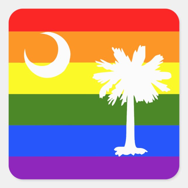 SOUTH CAROLINA LGBT RAINBOW PRIDE FLAG SQUARE STICKER (Front)