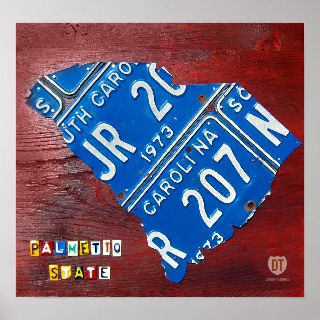 South Carolina License Plate Map / Design Turnpike Poster (Front)