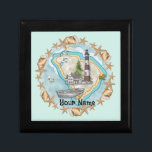 South Carolina Lighthouse Gift Box<br><div class="desc">Shells South Carolina Lighthouse gift box by ArtMuvz Illustration. Matching watercolor lighthouse t shirt, apparel, nautical clothing, lighthouse collector apparel. Lighthouse gifts are a great way to show someone you care, especially if they love the ocean, the coast, or lighthouses themselves. Lighthouses are iconic symbols of hope, guidance, and safety,...</div>