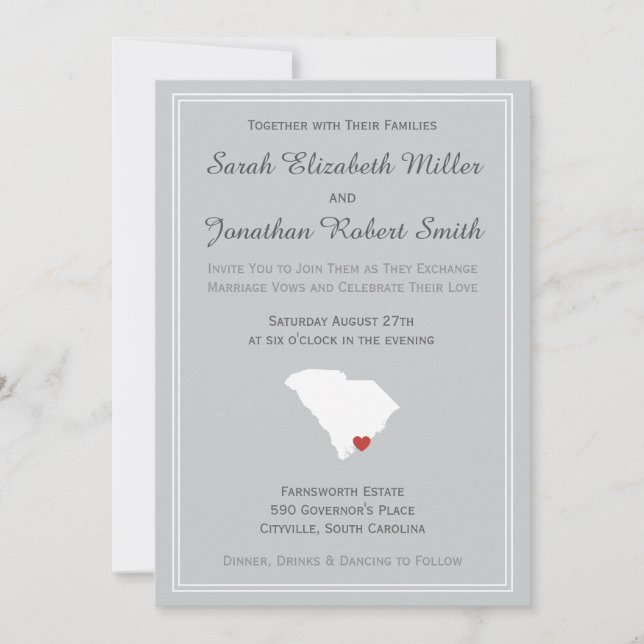 South Carolina Love - Customizable Wedding Invite (Front)