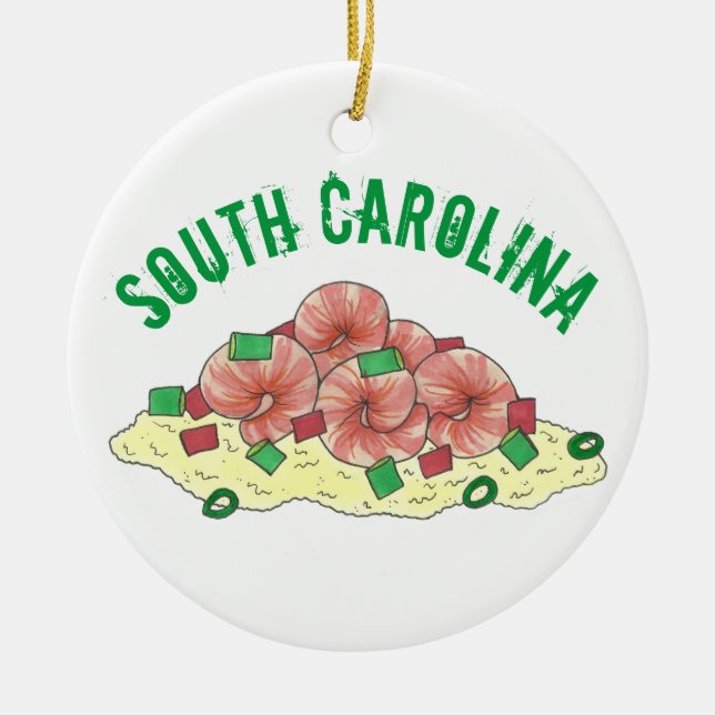 South Carolina Low Country Shrimp and Grits SC Ceramic Ornament (Front)