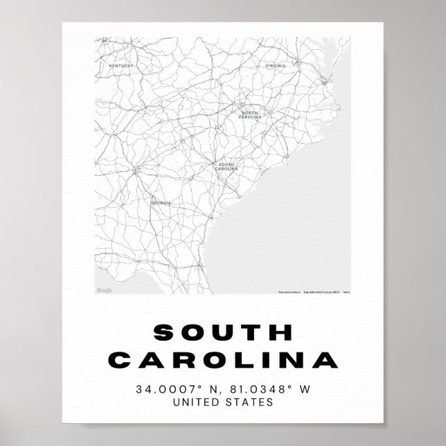 South Carolina Map Design Poster (Front)