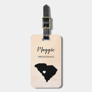 South Carolina Map Luggage Tag, Wedding Party Luggage Tag