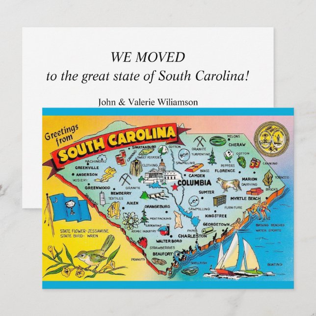 South Carolina Map Moving Announcement (Front/Back)