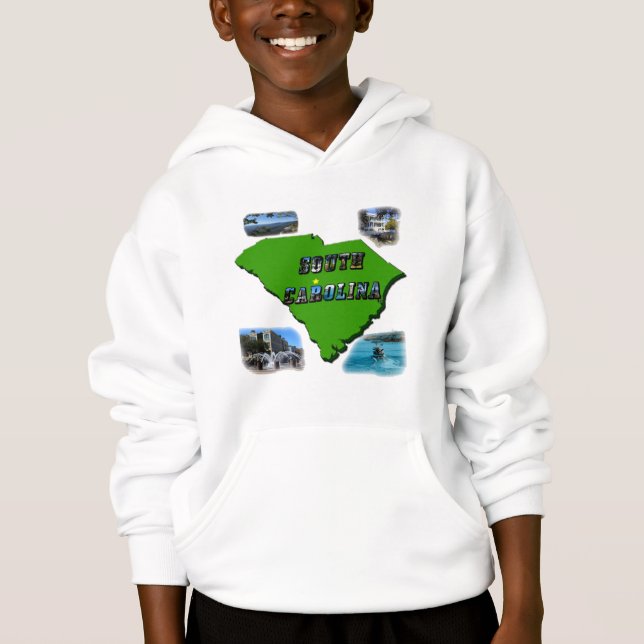 South Carolina Map, Photos and Text Hoodie (Front)