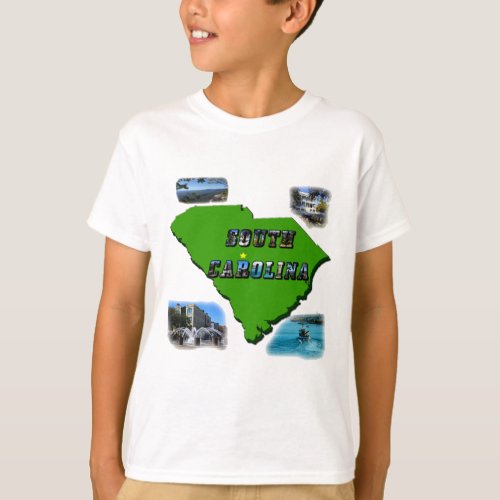 South Carolina Map Photos and Text T_Shirt