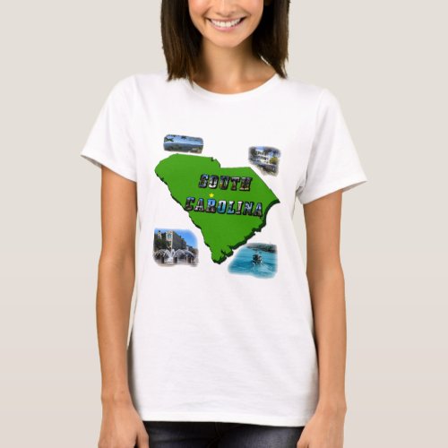 South Carolina Map Photos and Text T_Shirt