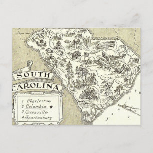 South Carolina Map Postcard