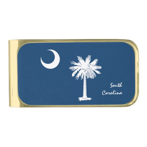 South Carolina money clip S Carolina Flag USA Gold Finish Money Clip