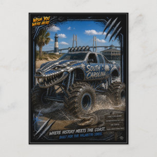 South Carolina Monster Truck Off Road Art Postcard