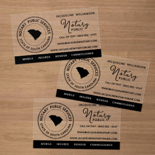 South Carolina Notary Public Services Clear Business Cards