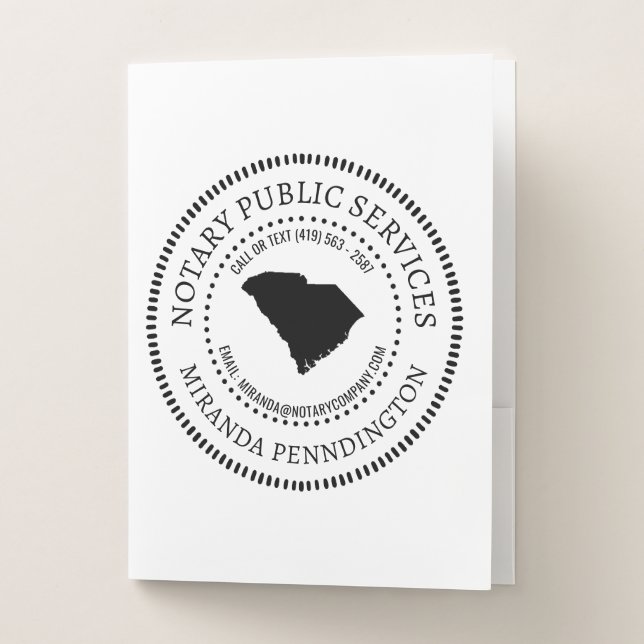 South Carolina Notary Services Pocket Folder (Front)