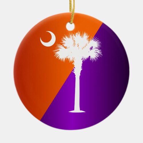 South Carolina Orange  Purple Ceramic Ornament