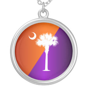 South Carolina Orange & Purple Silver Plated Necklace