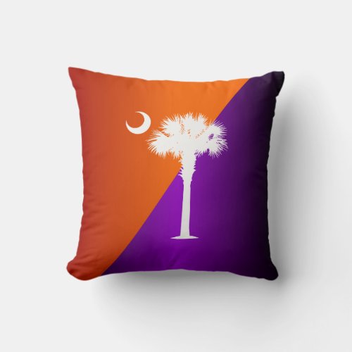 South Carolina Orange  Purple Throw Pillow