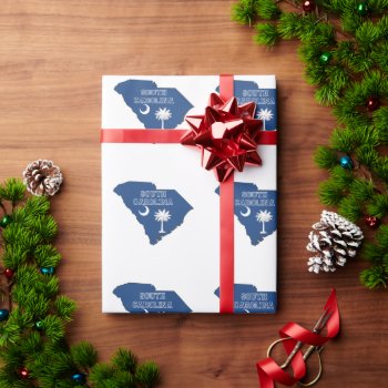 South Carolina Outline Map Shaped State Flag Wrapping Paper by PNGDesign at Zazzle