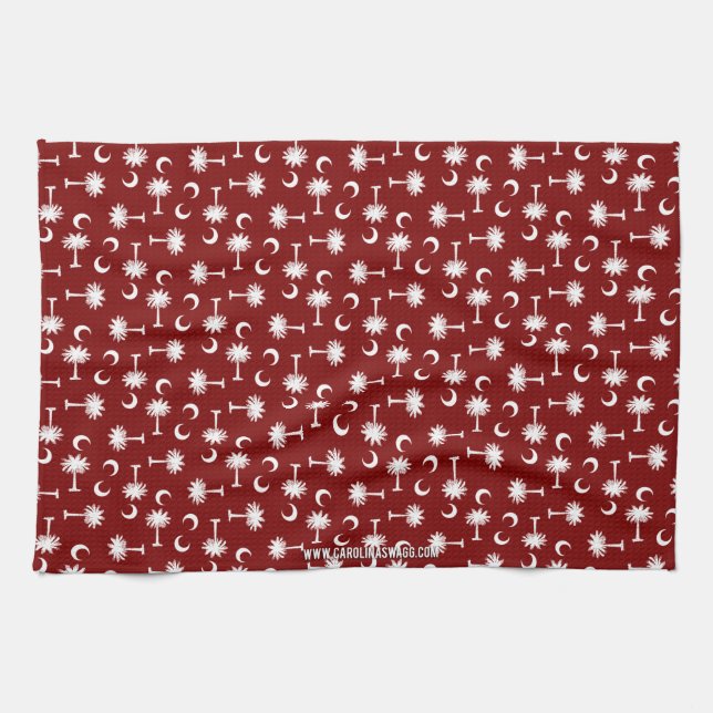South Carolina Palmetto Moon Flag Garnet Towel (Horizontal)