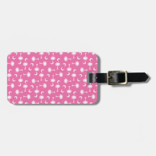 South Carolina Palmetto Moon Flag Pink Luggage Tag