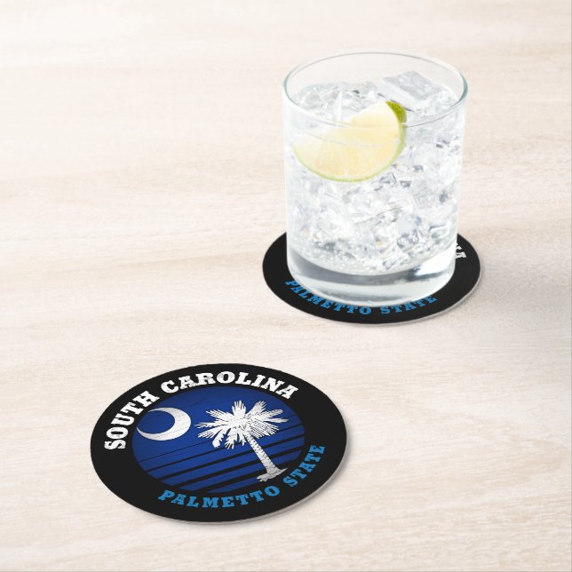 SOUTH CAROLINA PALMETTO STATE FLAG ROUND PAPER COASTER (Insitu)