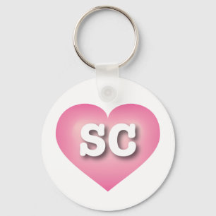 South Carolina Pink Fade Heart - I love SC Keychain