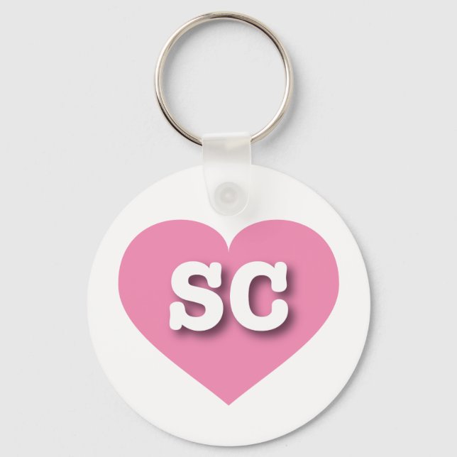 South Carolina Pink Heart - I love SC Keychain (Front)