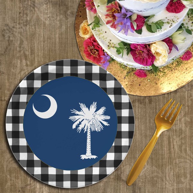South Carolina Plate, buffalo plaid, Carolina Flag Paper Plates (Creator Uploaded)