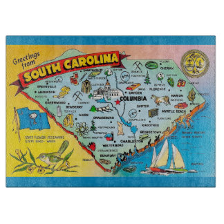 South Carolina Postcard Cutting Board