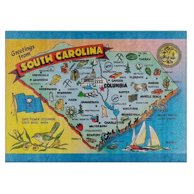 South Carolina Postcard  Cutting Board (Front)