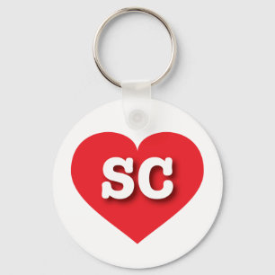 South Carolina Red Heart - I love SC Keychain