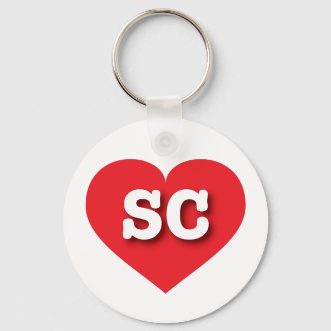 South Carolina Red Heart - I love SC Keychain (Front)