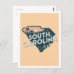 South Carolina Retro Travel Design Iconic US Postcard