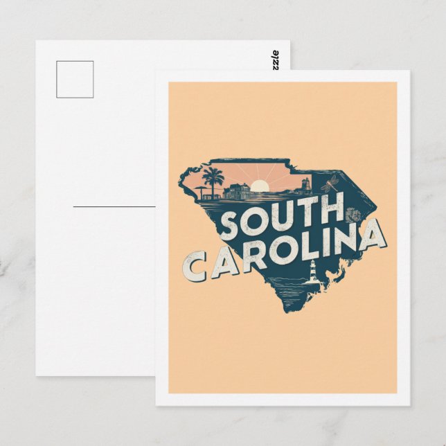 South Carolina Retro Travel Design Iconic US Postcard (Front/Back)