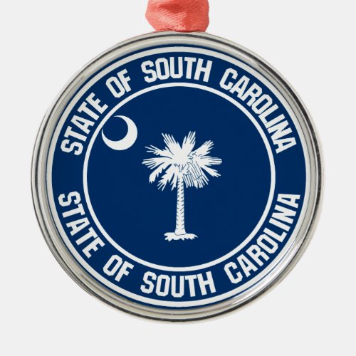 South Carolina Round Emblem Metal Ornament