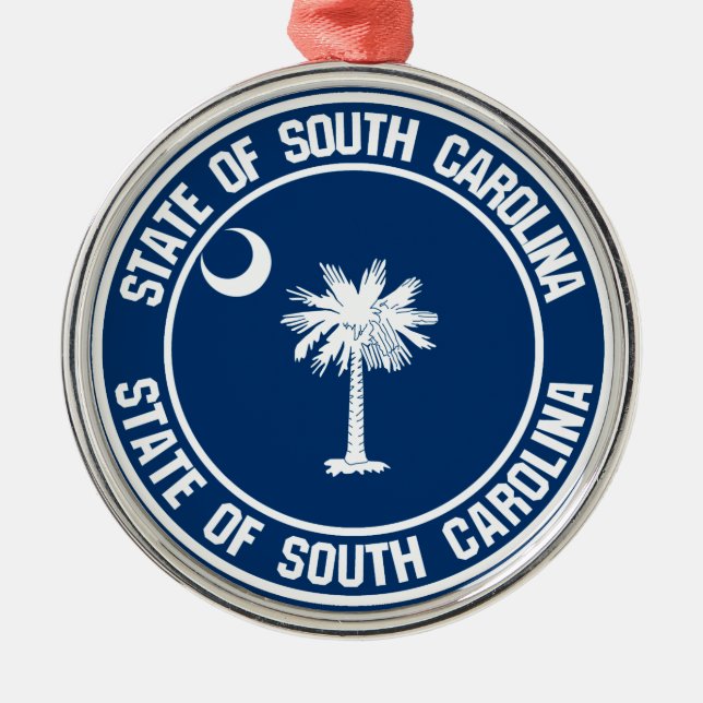 South Carolina Round Emblem Metal Ornament (Front)