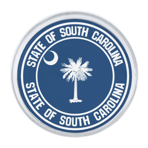 South Carolina Round Emblem Silver Finish Lapel Pin