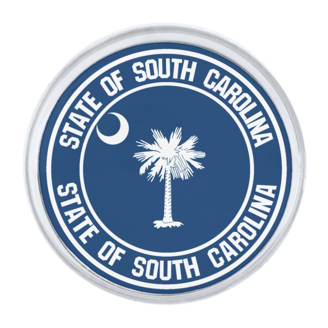 South Carolina Round Emblem Silver Finish Lapel Pin (Front)