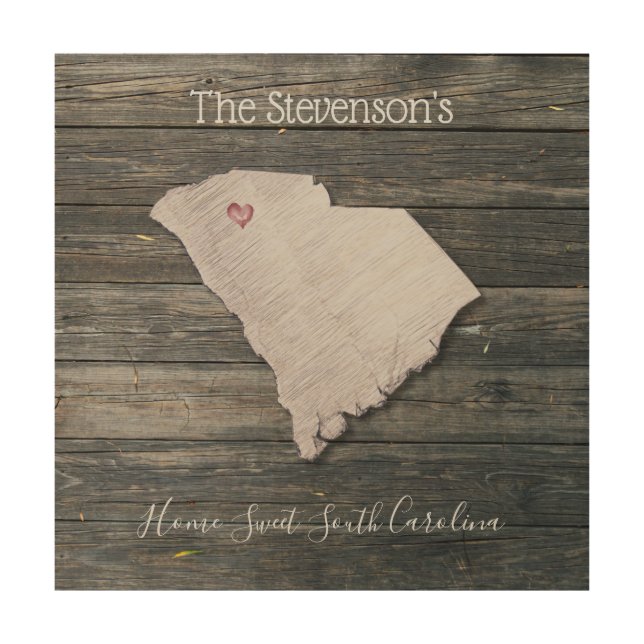 South Carolina Rustic Wood Wall Art (Front)