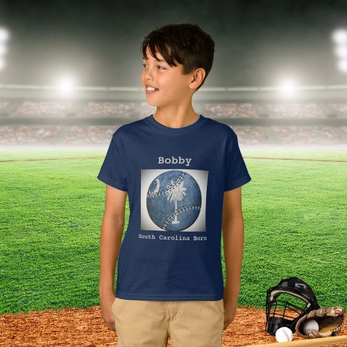 South Carolina SC Born Sports Baseball Kids T_Shirt