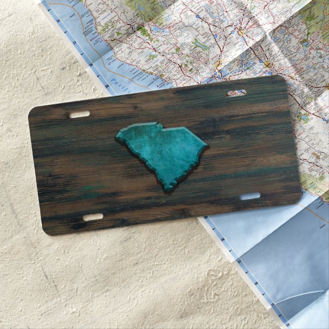 South Carolina Shape Teal License Plate (In Situ)