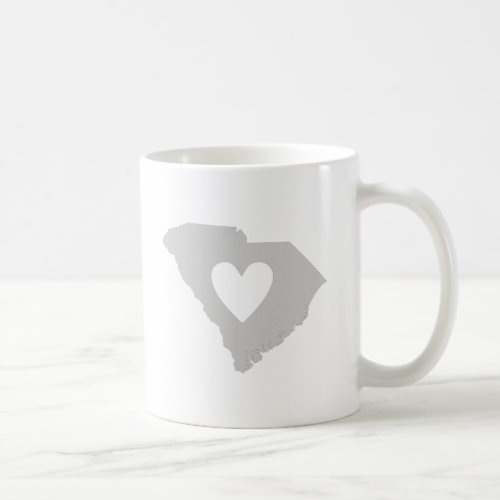 South Carolina Shaped Gray with Heart Palmetto Coffee Mug