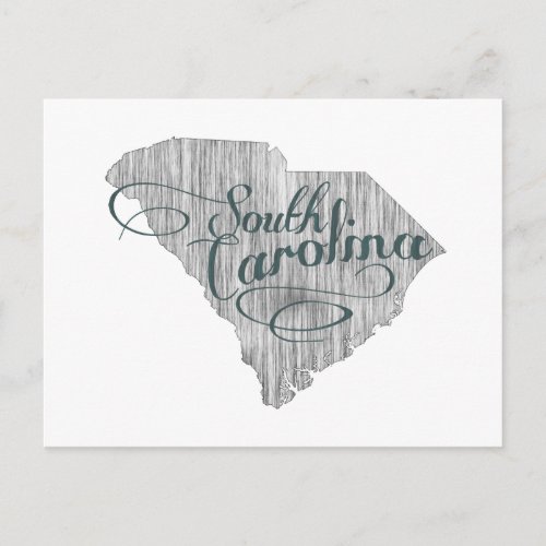 South Carolina Shaped Vintage Gray Typography Name Postcard