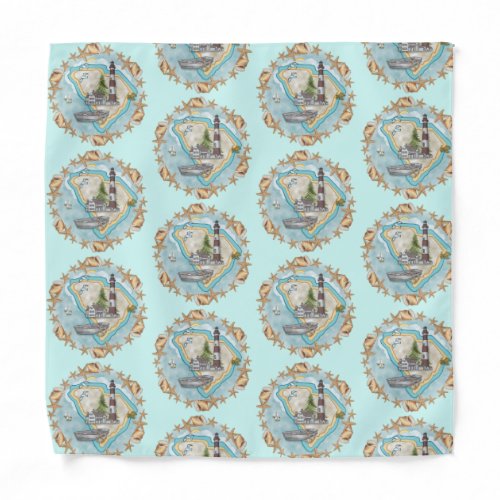 South Carolina Shells Lighthouse Bandana