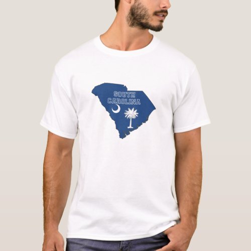 South Carolina Silhouette Map Shaped State Flag T_Shirt