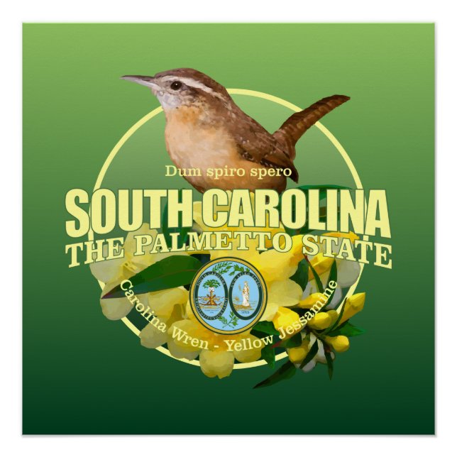 South Carolina State Bird & Flower Poster (Front)
