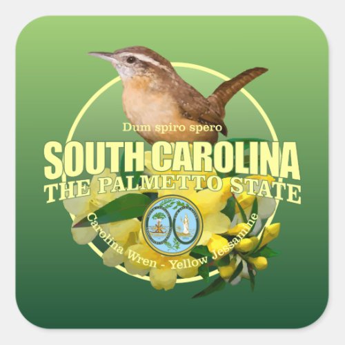 South Carolina State Bird  Flower Square Sticker