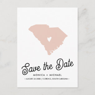 SOUTH CAROLINA State Destination Wedding ANY COLOR Announcement Postcard