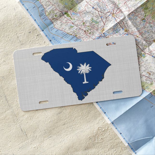 South Carolina State Flag and Map License Plate (In Situ)